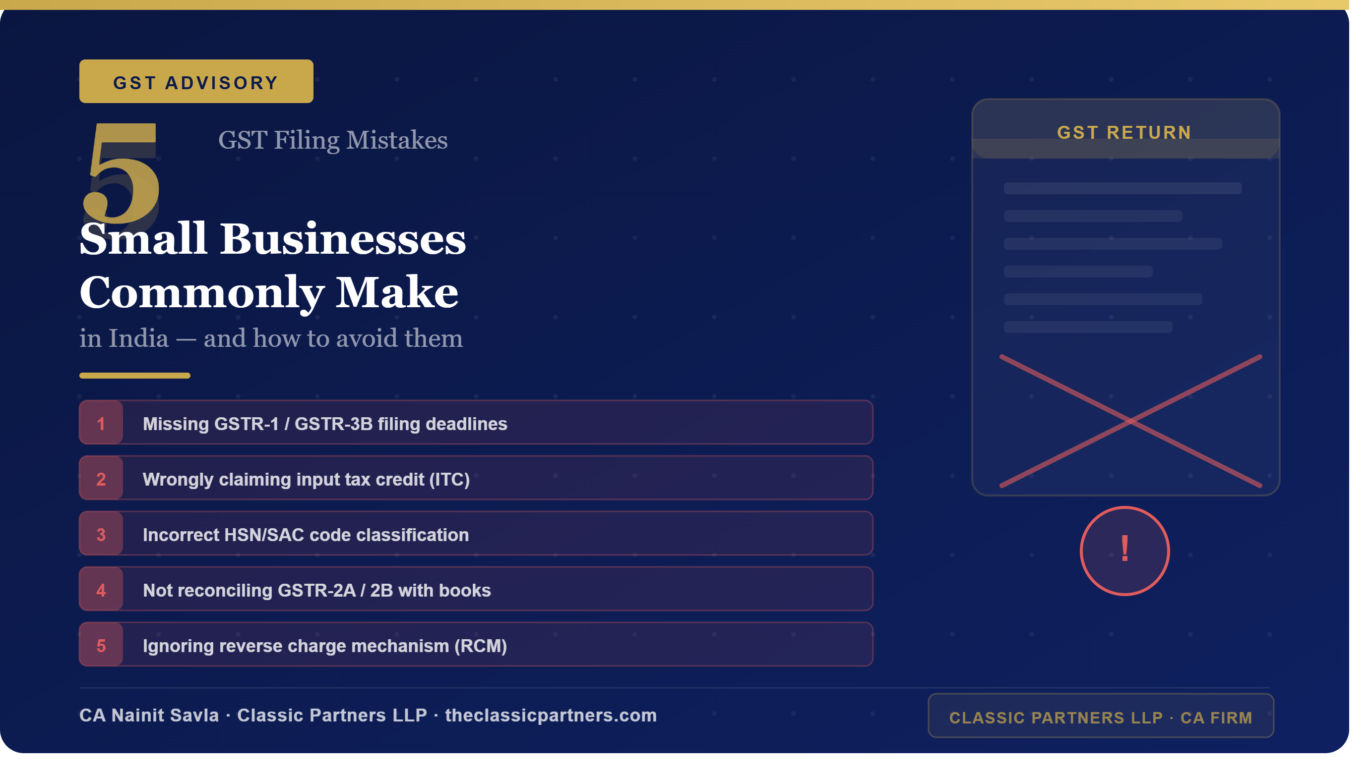 5 GST Filing Mistakes Small Businesses Commonly Make in India (And How to Avoid Them)